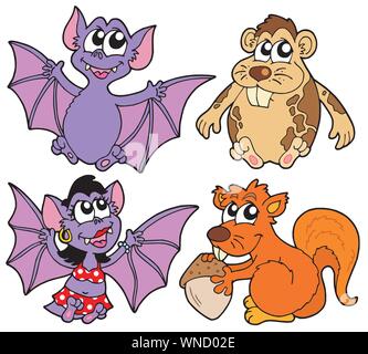 Various cute small animals collection Stock Vector