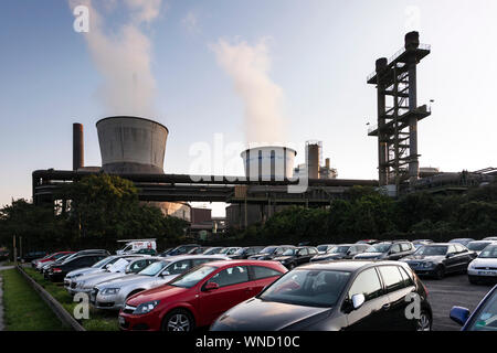 Industrial plant and pipelines, factory premises of ThyssenKrupp AG in Duisburg Bruckhausen Stock Photo