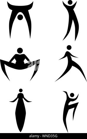 Stilts Stick Figure Set Stock Vector