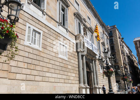 BARCELONA, SPAIN - MAY 10, 2019: Generalitat Palace of Catalonia in Barcelona. The palace house the offices of the Presidency of the Generalitat de Ca Stock Photo