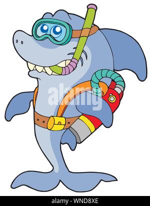 Shark scuba diver Stock Vector