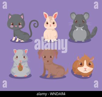 group of cute baby animals vector illustration design Stock Vector