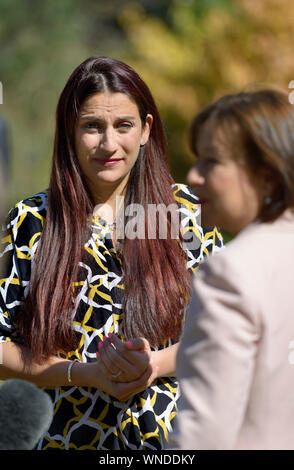 Luciana Berger MP (Lib Dem: Liverpool Wavertree) on College Green on the day she joined the Liberal Democratic Party, 5th Sept 2019. Labour MP until F Stock Photo