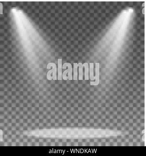 Spotlight isolated on transparent background. Podium floodlight. Light effect. Place for show. Vector illustration. EPS 10 Stock Vector