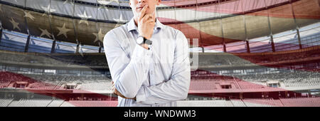 Composite image of thoughtful young man looking away Stock Photo