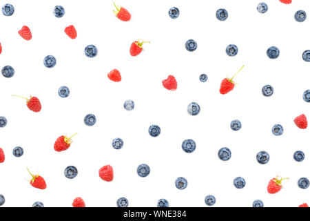 Pattern with blueberries and raspberries. Summer fruit background. Organic food. Vegetarian. Natural product. Stock Photo