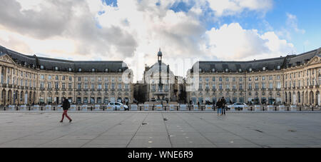 Bordeaux, France - January 26, 2018 : Architectural Detail Of The famous Place De La Bourse on a winter day Stock Photo