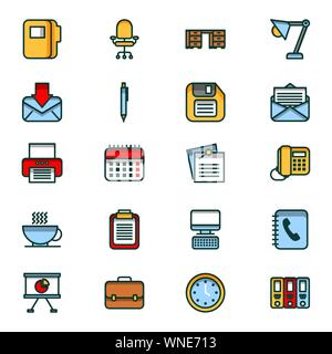 bundle of business set icons Stock Vector