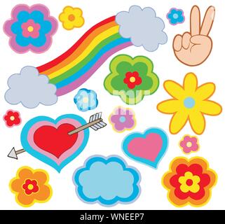 Hippie decorations Stock Vector