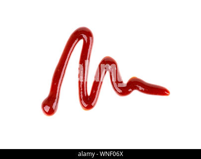 Barbecue sauce drop, isolated on white background. BBQ tomato sauce. Top view Stock Photo
