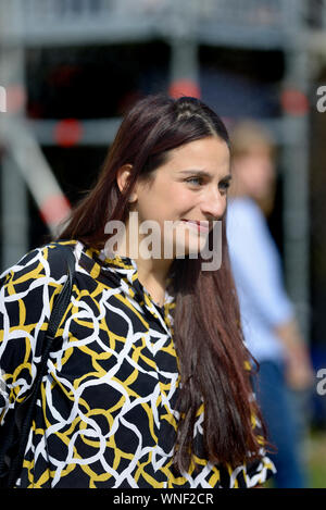 Luciana Berger MP (Lib Dem: Liverpool Wavertree) on College Green on the day she joined the Liberal Democratic Party, 5th Sept 2019. Labour MP until F Stock Photo