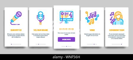 Singing Song Elements Vector Onboarding Stock Vector