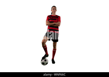Tough female soccer player Stock Photo