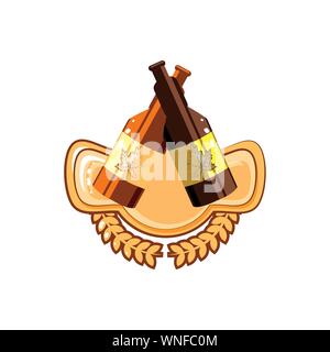bottles beers oktoberfest festival seal vector illustration design Stock Vector