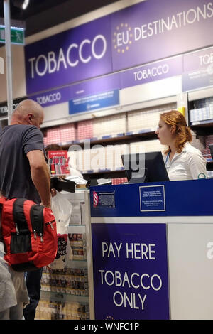 Tobacco on sale at Krakow Airport on September 4th 2019 Stock Photo