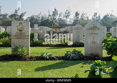 Cairo, Egypt - December 7, 2016: Heliopolis Commonwealth War Cemetery, contains 1742 burials of the Second World War, opened in October 1941 Stock Photo