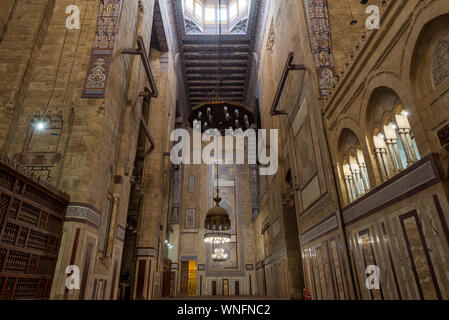 Interior of al Refai mosque with old decorated bricks stone wall and ...