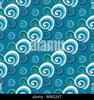 seamless vector pattern with diagonal stripes formed by shell shaped spirals Stock Vector
