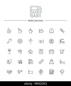 Hotel service line icon sets illustration 013 Stock Vector