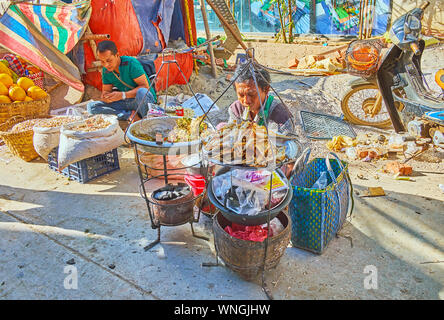 Street food in Taunggyi, Myanmar. Taunggyi is the largest city in Shan ...