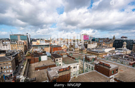 View of city skyline from The Lighthouse tower, Mitchell Street, Glasgow, Scotland, UK