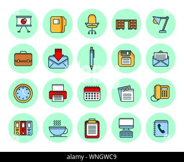 bundle of business set icons Stock Vector