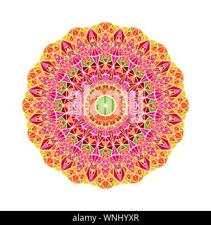 Colorful abstract triangular mosaic mandala - round vector illustration from triangles Stock Vector
