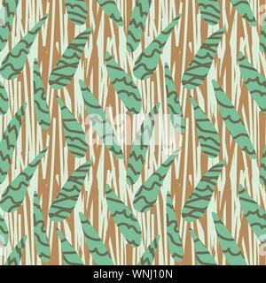 seamless vector pattern with leaf shapes and abstract lines texture Stock Vector