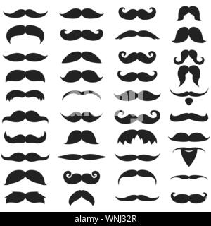 Collection of different mustache and beard of men Stock Vector