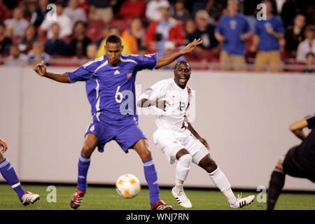 United States Under-23 Men's National Team forward Josmer 'Jozy' Altidore (12) battles for a loose ball during a 2008 CONCACAF game against Cuba. Stock Photo