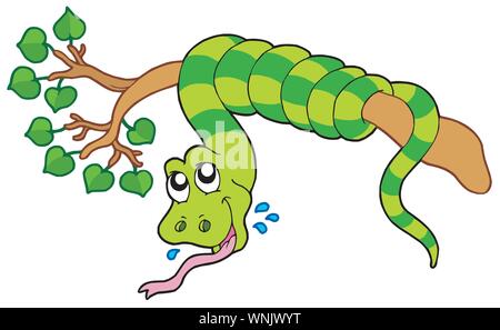 Snake on leafy branch Stock Vector