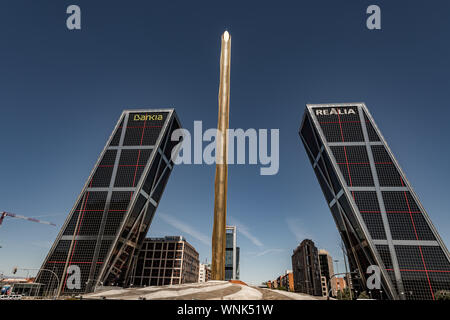 Madrid's new financial District, viewed from Plaza Castilla, Chamartin, Madrid Stock Photo
