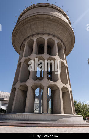 Water tank tower, Canal de Isabel II, Plaza de Castilla, Madrid, Spain Stock Photo