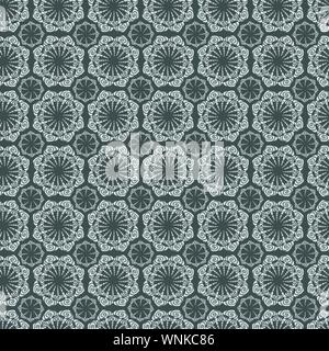 seamless vector pattern with ornamental circular motifs in grey tones Stock Vector