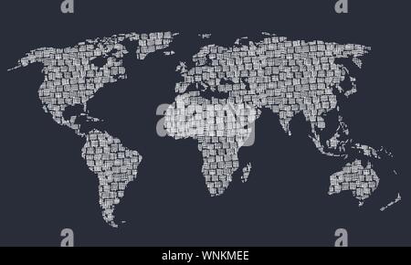 Best doodle world map for your design. Hand drawn freehand editable ...