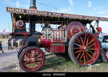 Blandford Forum.Dorset.United Kingdom.August 24th 2019.A Burrel traction engine is on display at The Great Dorset Steam Fair. Stock Photo