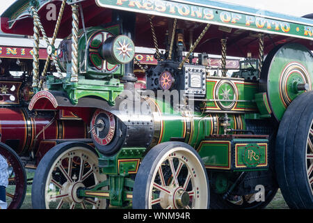 Blandford Forum.Dorset.United Kingdom.August 24th 2019.A Burrel traction engine is on display at The Great Dorset Steam Fair. Stock Photo