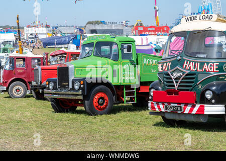 Blandford Forum.Dorset.United Kingdom.August 24th 2019.Vintage lorries are on display at the great Dorset steam fair Stock Photo