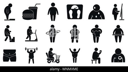 Overweight icons set. Simple set of overweight vector icons for web design on white background Stock Vector