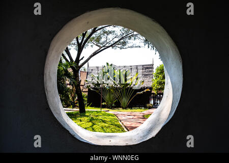 Samut Prakan, Thailand - February16, 2016: View of the Thai old traditional hous of Ancient City or Ancient Siam or Mueang Boran, outdoor park museum Stock Photo