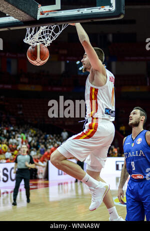 Juancho Hernangomez (Spain) dunks against Italy. Basketball World Cup China 2019, second round Stock Photo