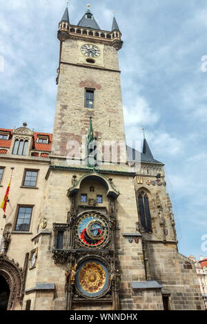 Prague Astronomical clock on the Old Town Hall Tower Czech Republic Stock Photo