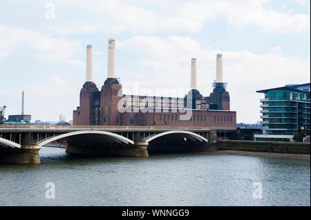 Battersea power station before the high rise buildings in London Stock Photo