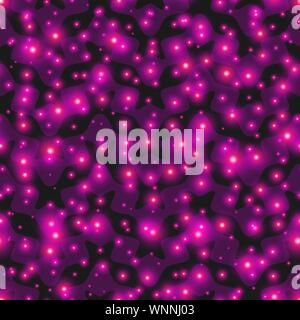 Pink Sparkles on dark seamless background. Neon Gorgeous glittering pattern Stock Vector