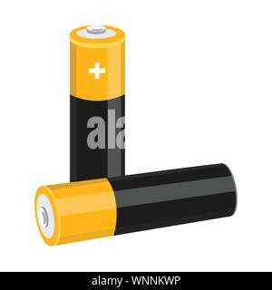 Two AA size batteries isolated on white backgraound. Stock Vector