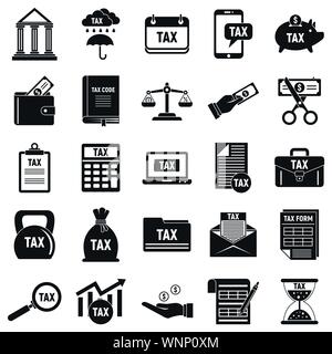 Tax form icons set. Simple set of tax form vector icons for web design on white background Stock Vector