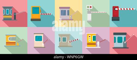 Toll road icons set. Flat set of toll road vector icons for web design Stock Vector