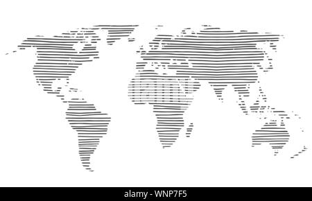 Best doodle world map for your design. Hand drawn freehand editable sketch. Planet Earth simple graphic style. Vector line illustration, EPS 10 Stock Vector