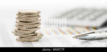 stacked coins of european currency Euro Stock Photo