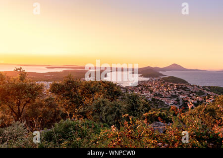 scenic view of the croatian losinj islands in the kvarner gulf at sunset Stock Photo